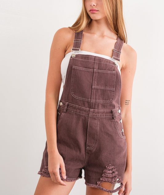 Lea Distressed Overalls - Cafe