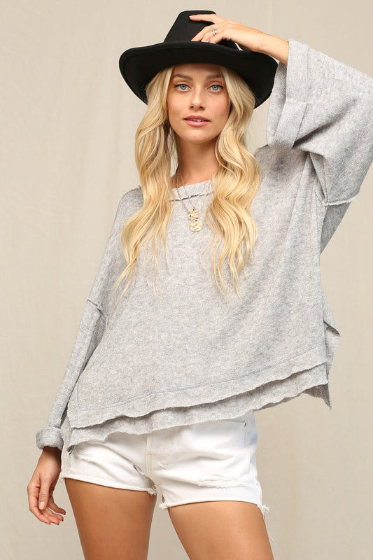 Stevie Slouchy Top - Gray or White