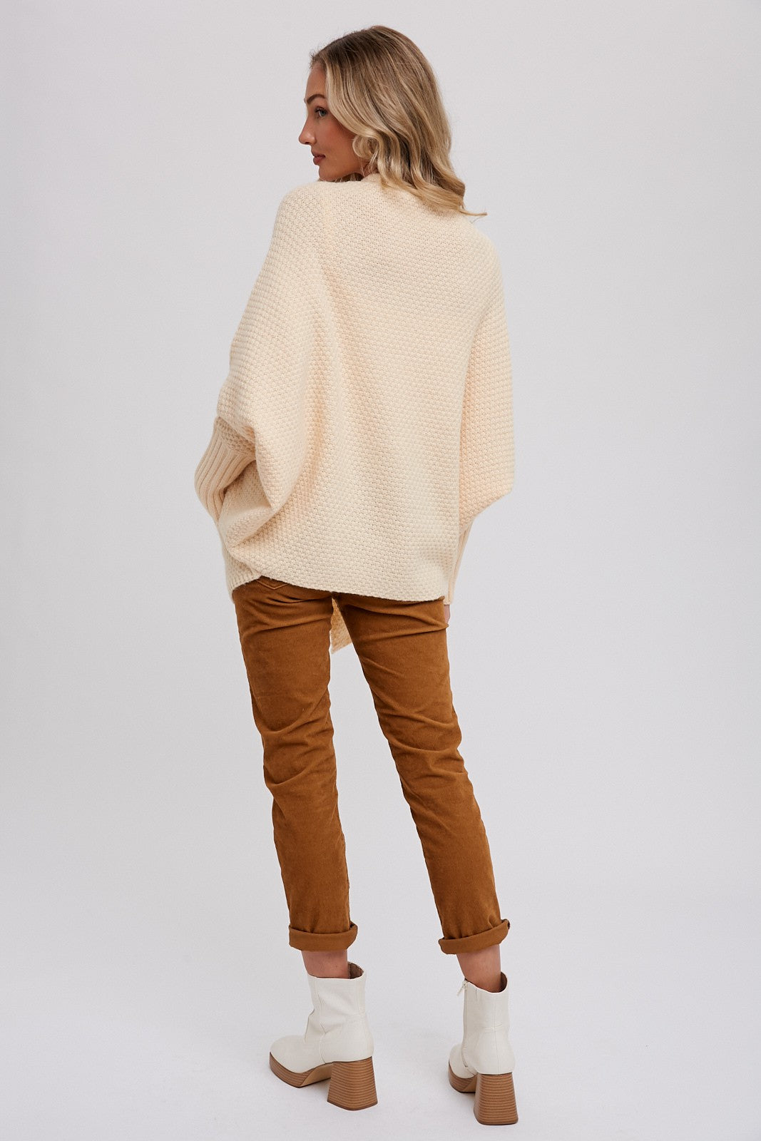 Waffle Cocoon Sweater Cardigan - Butter