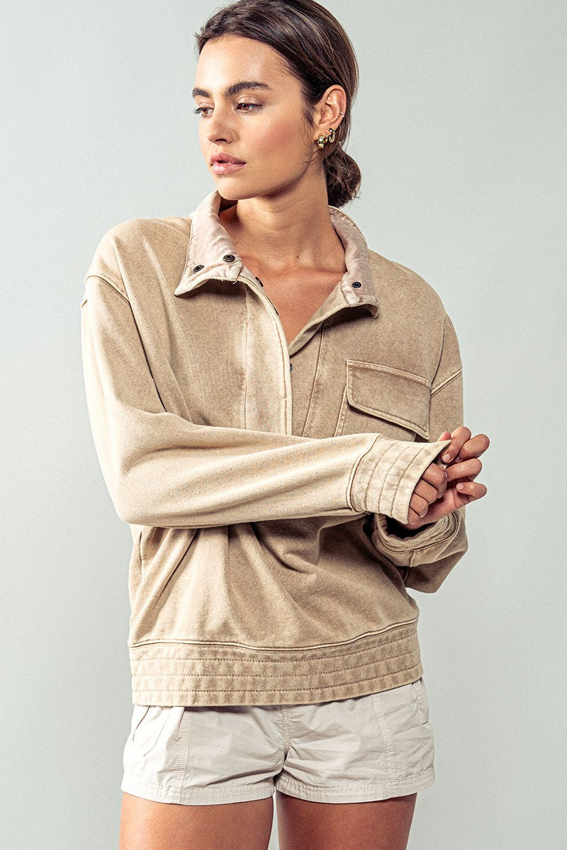 French Terry Sweatshirt - Taupe or Olive