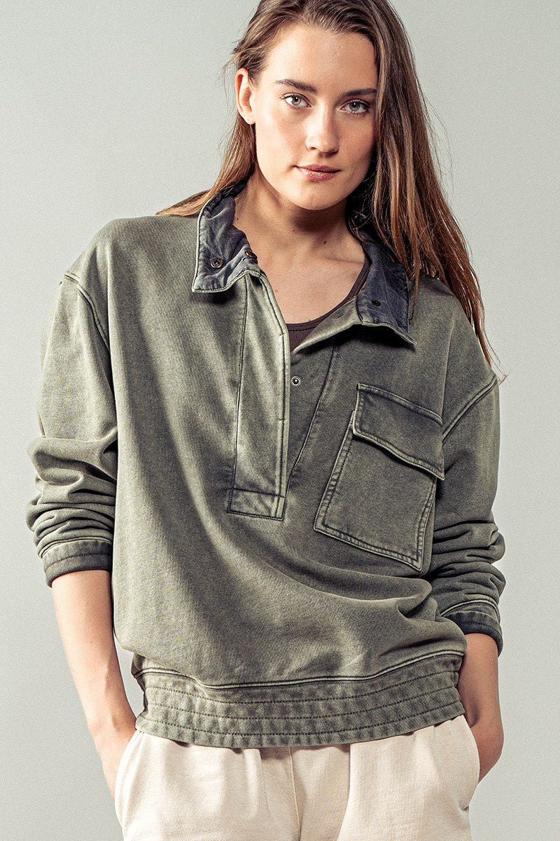 French Terry Sweatshirt - Taupe or Olive