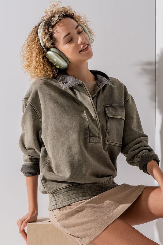 French Terry Sweatshirt - Taupe or Olive