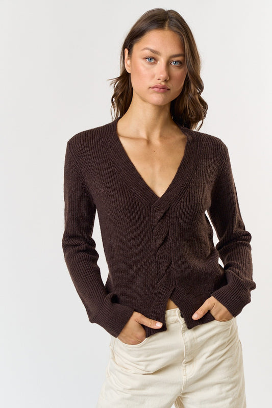 Twisted Front Sweater - Chocolate