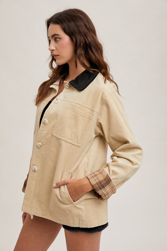 Corduroy Barn Coat - Cream or Gingerbread