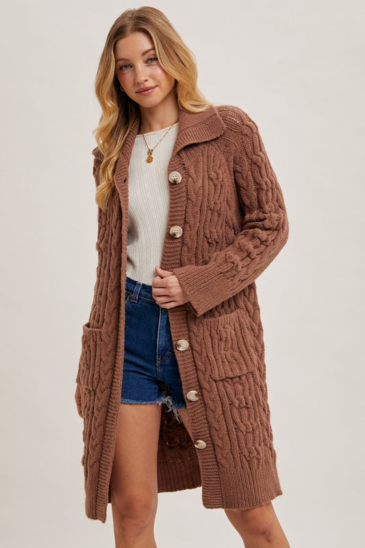 Cable Knit Sweater Cardigan