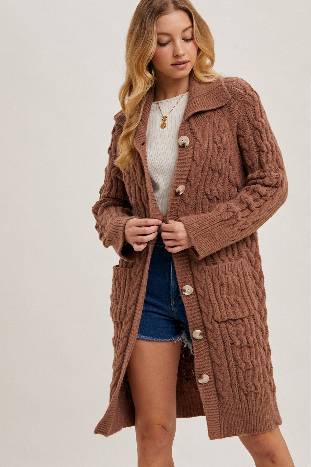 Cable Knit Sweater Cardigan