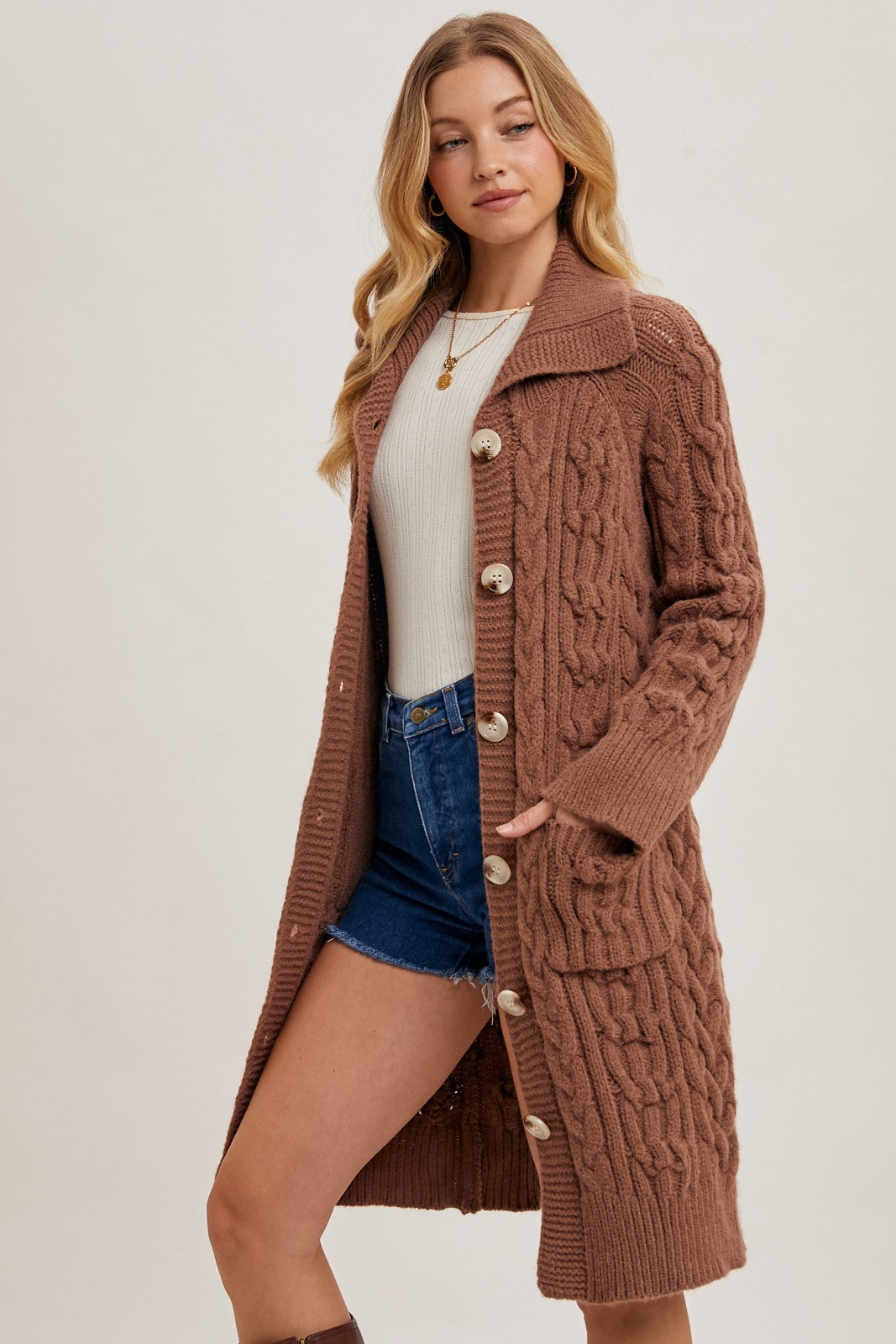 Cable Knit Sweater Cardigan