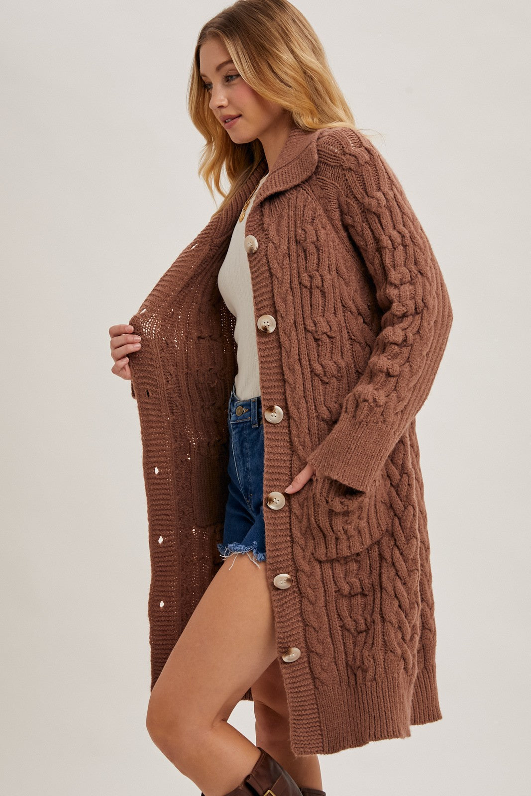 Cable Knit Sweater Cardigan