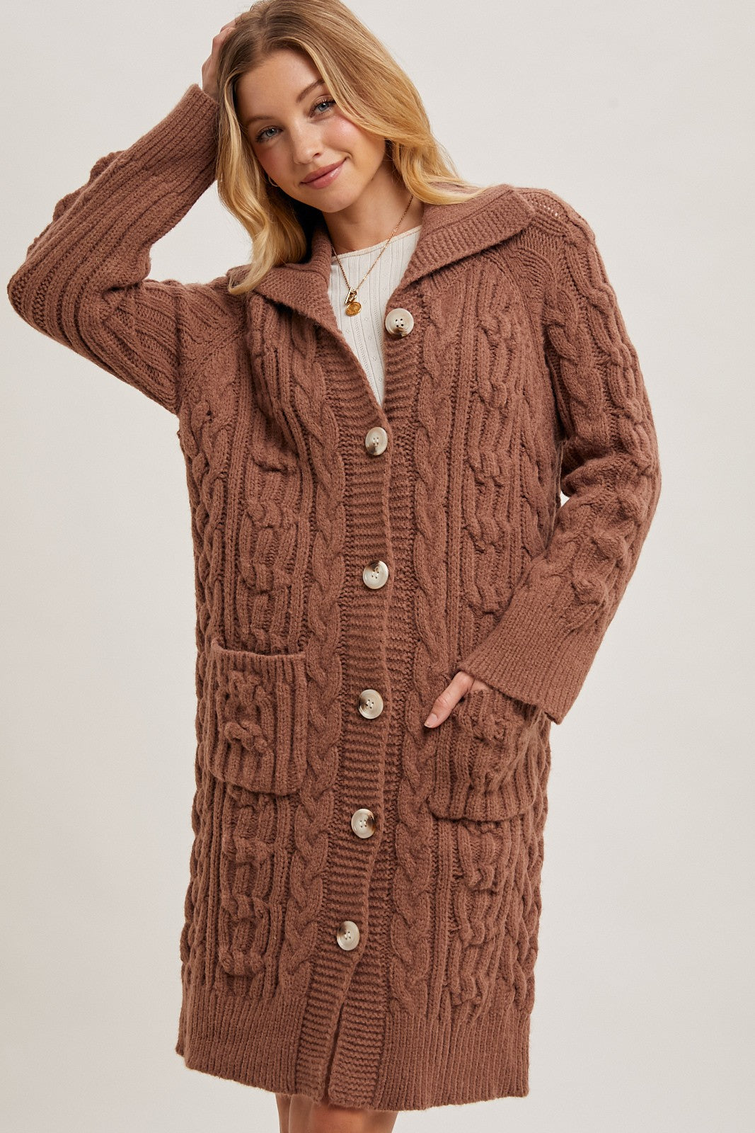 Cable Knit Sweater Cardigan