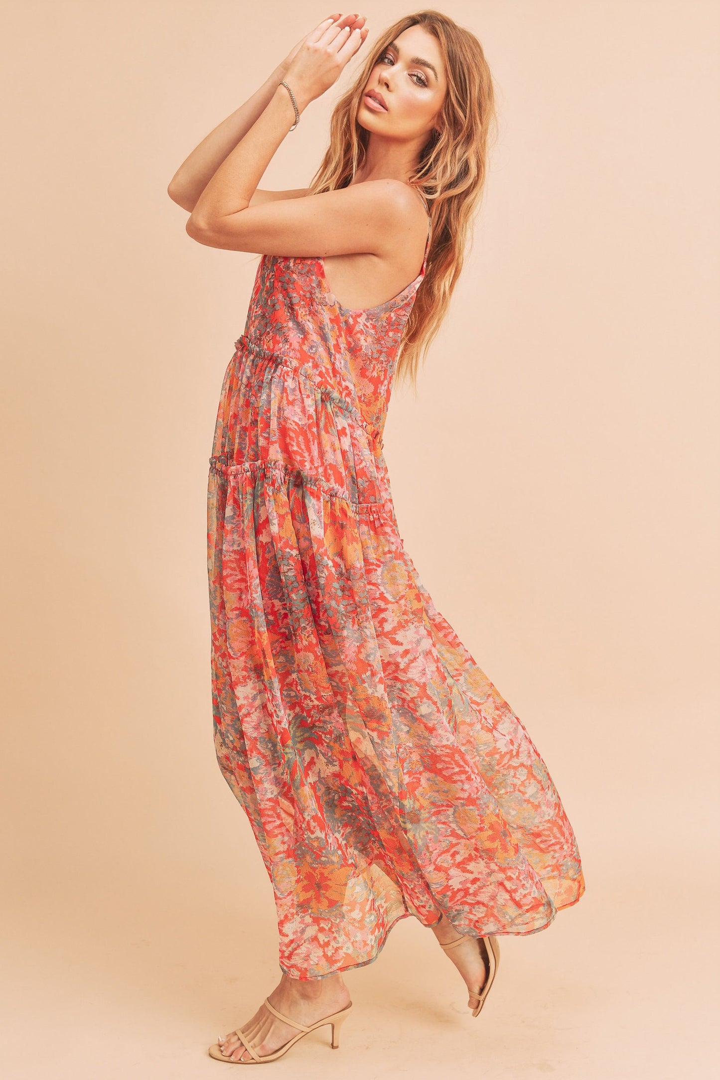 Violetta Floral Maxi Dress - Red