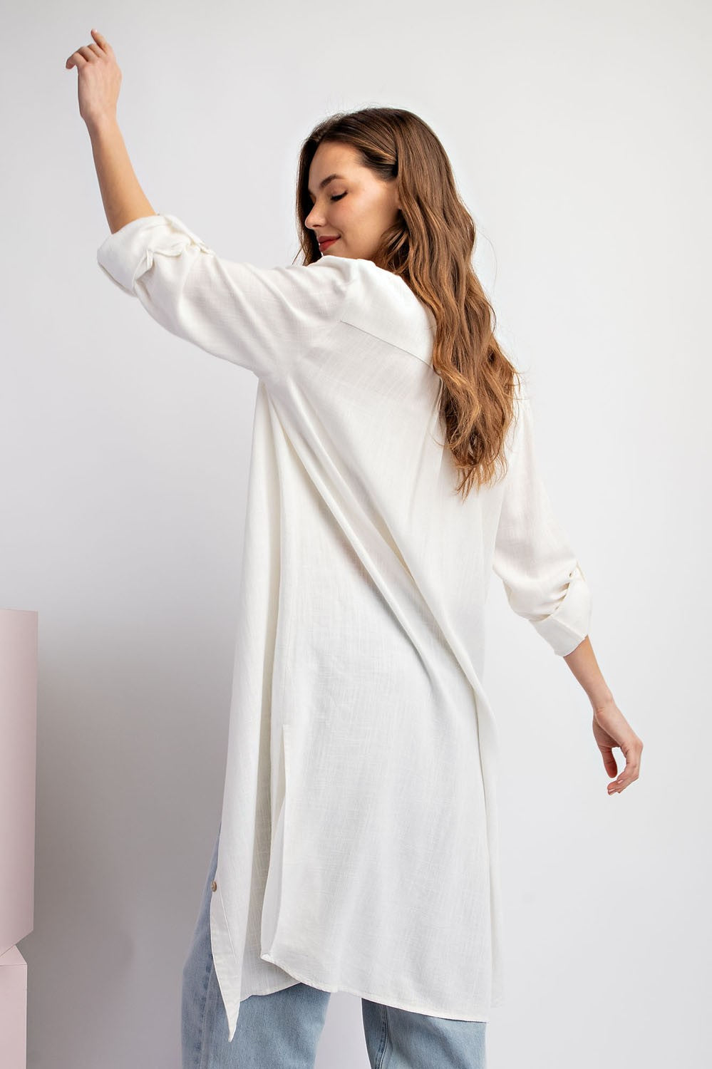 Linen Button Down Cardigan - Off White or Coco