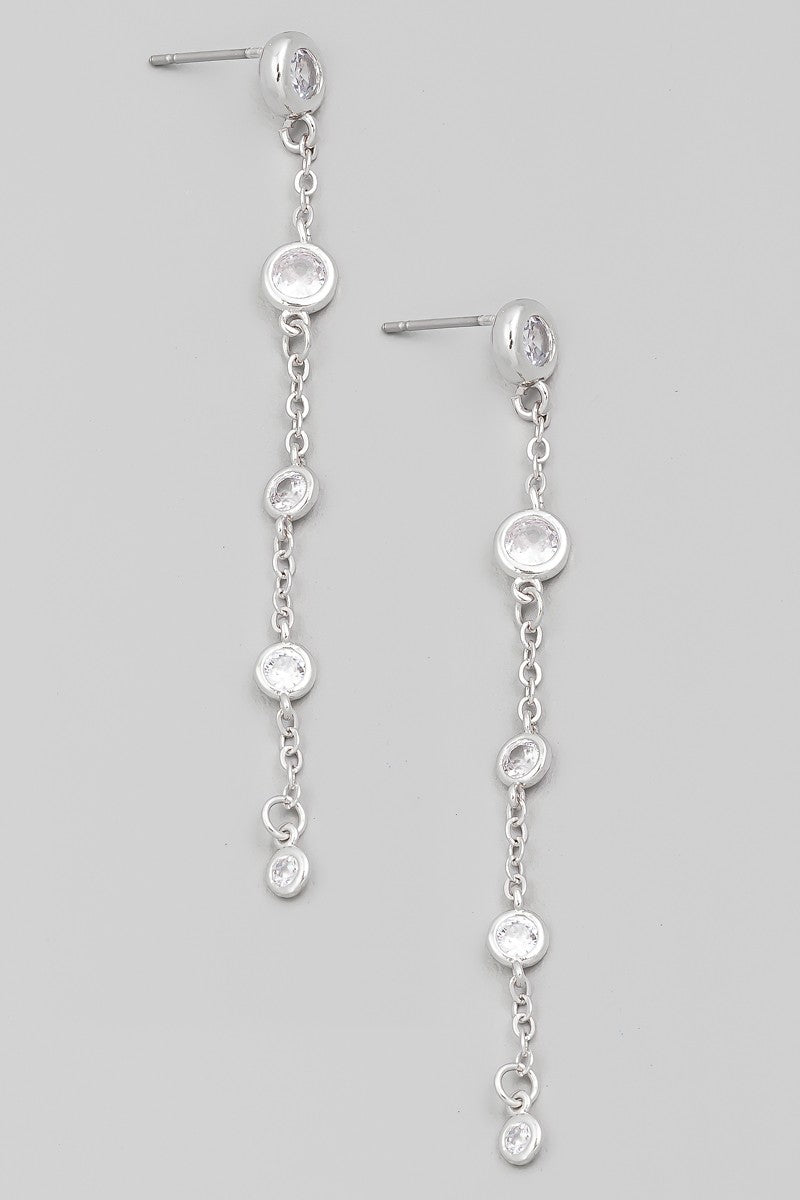 Rhinestone Disc Chain Dangle Earrings