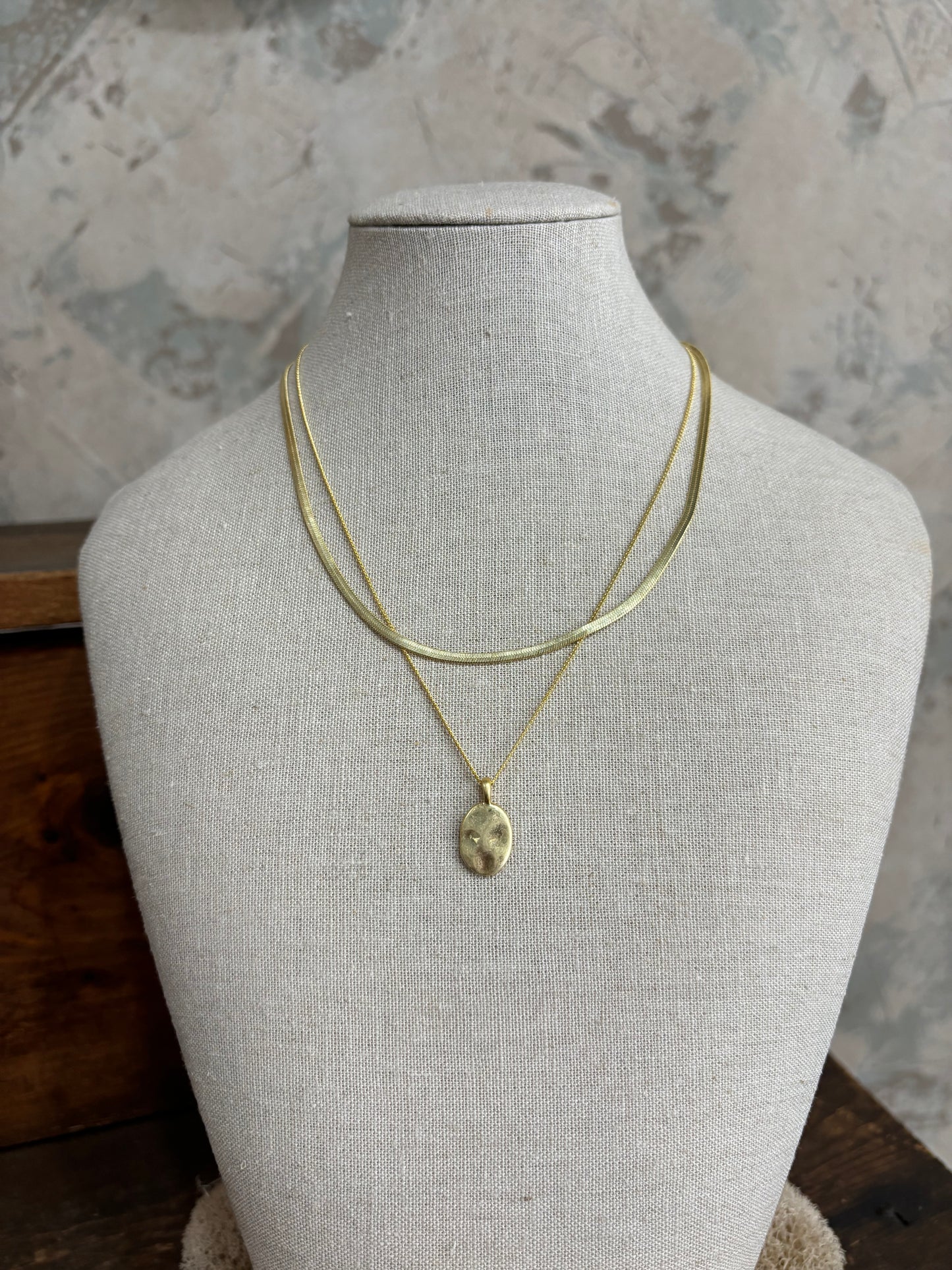 Layered Hammered Oval Necklace