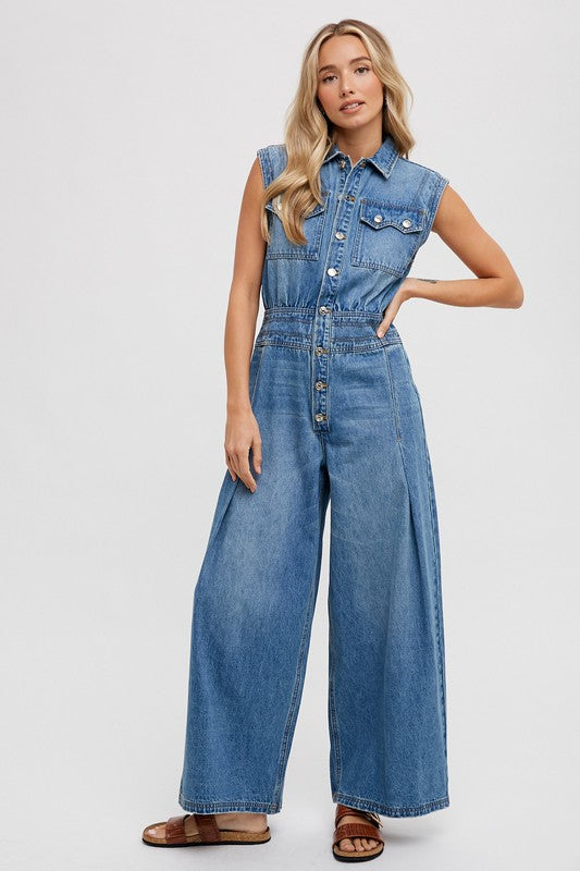 Denim Sleeveless Jumpsuit