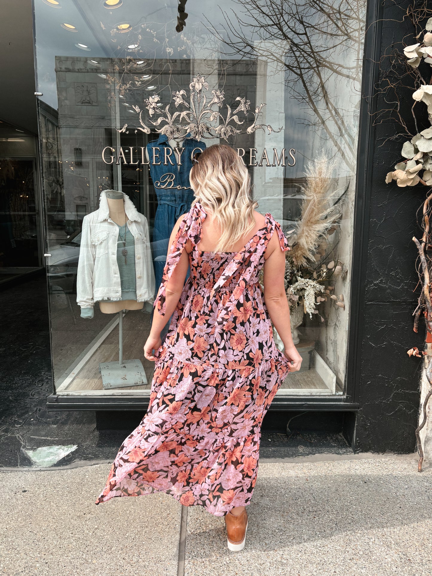 Floral-Print Chiffon Midi Dress