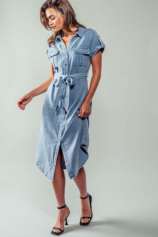 Cotton Midi Shirt Dress