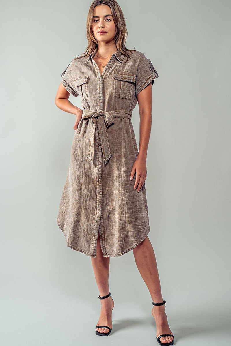 Cotton Midi Shirt Dress