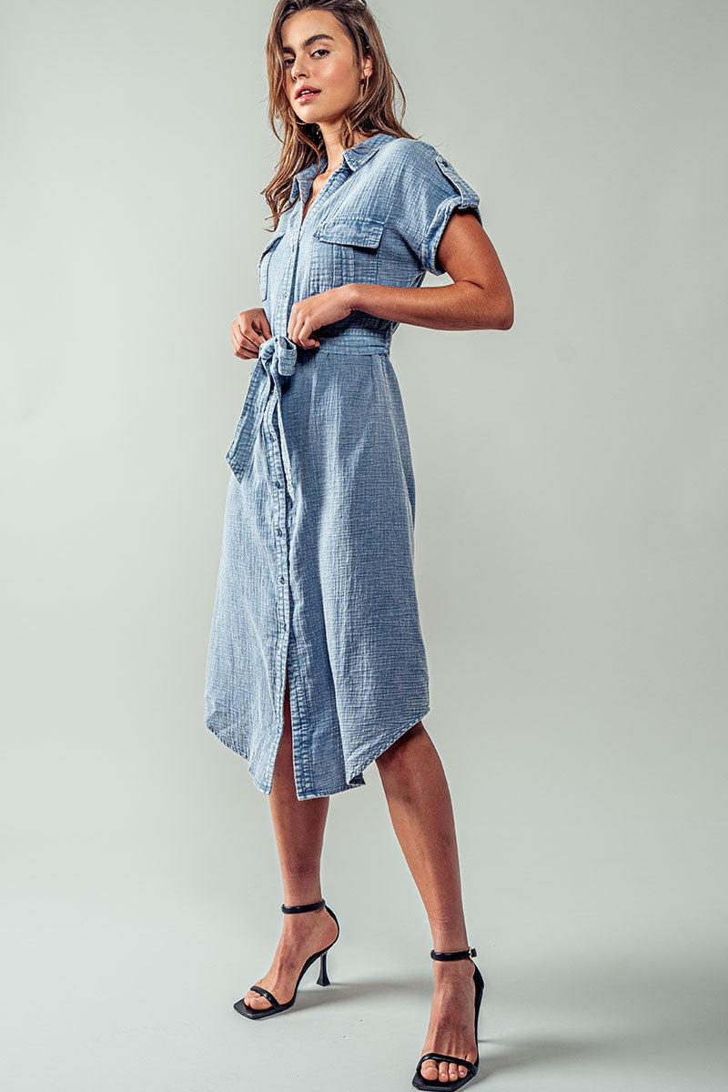 Cotton Midi Shirt Dress