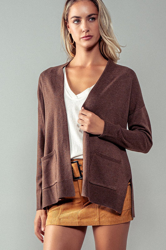 Stream Slip Open Cardigan - Brown or Ivory