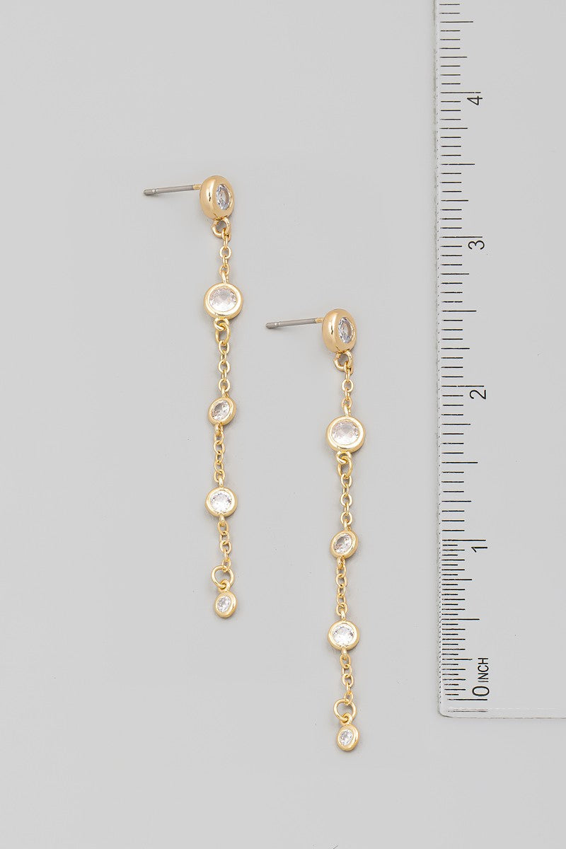 Rhinestone Disc Chain Dangle Earrings