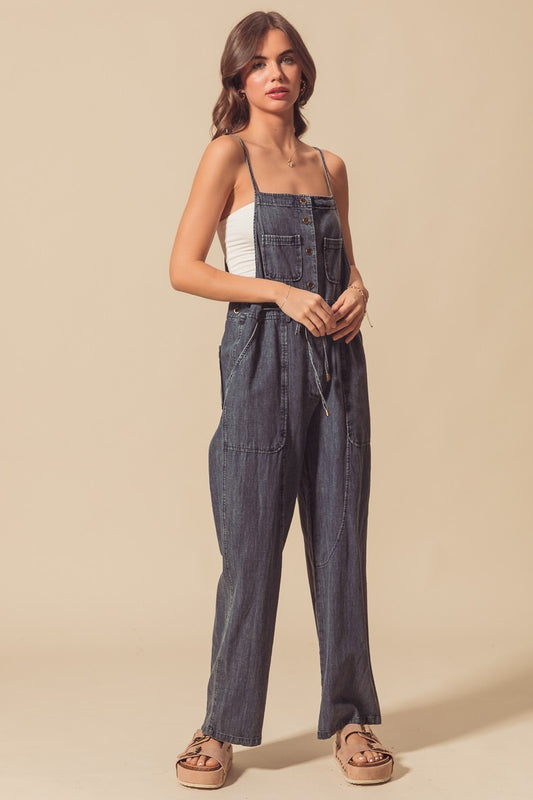 Utility Washed Denim Overalls