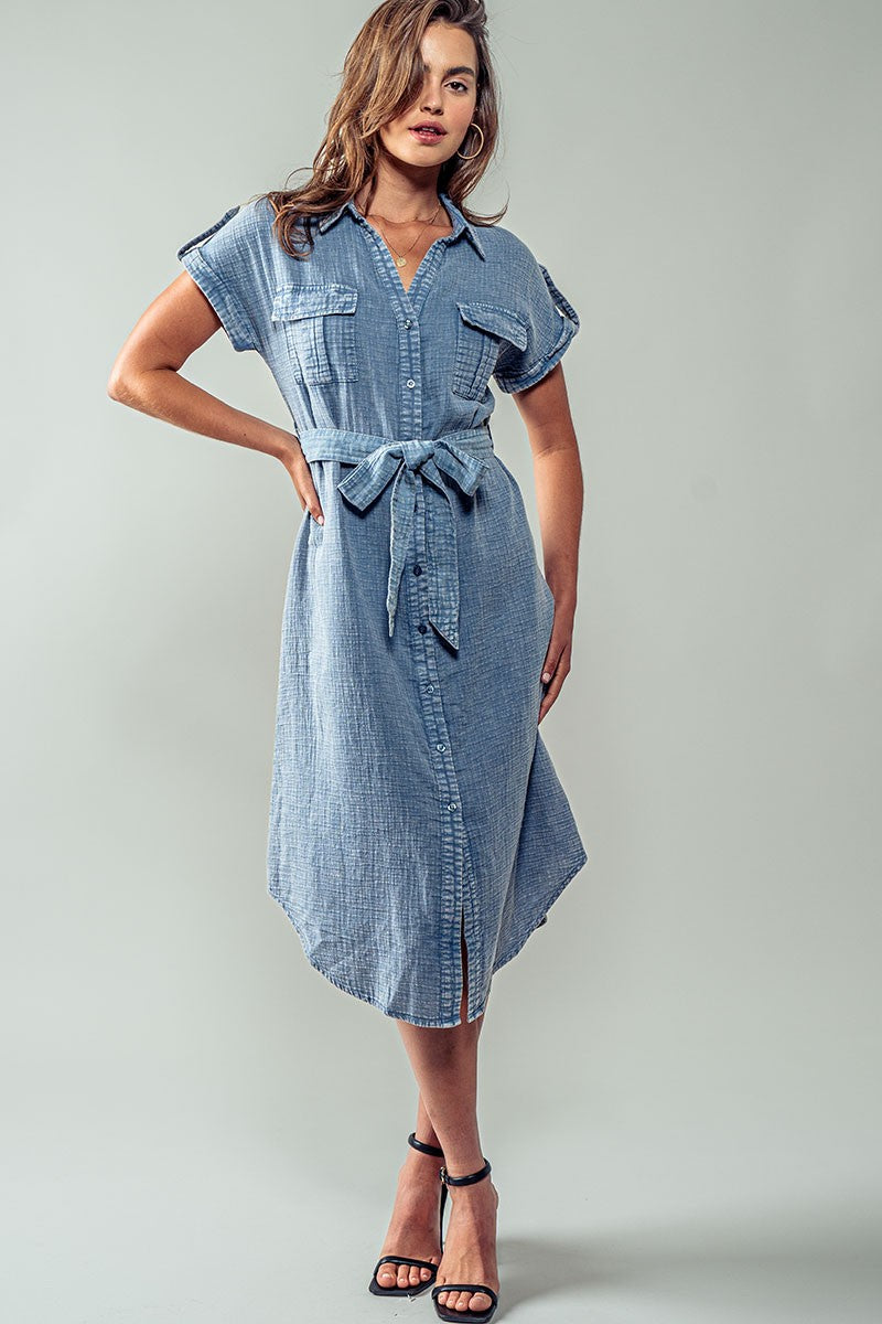 Cotton Midi Shirt Dress