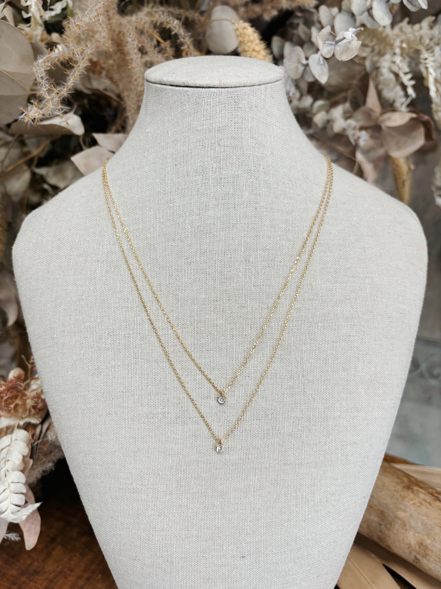 Double Stud Chain Necklace