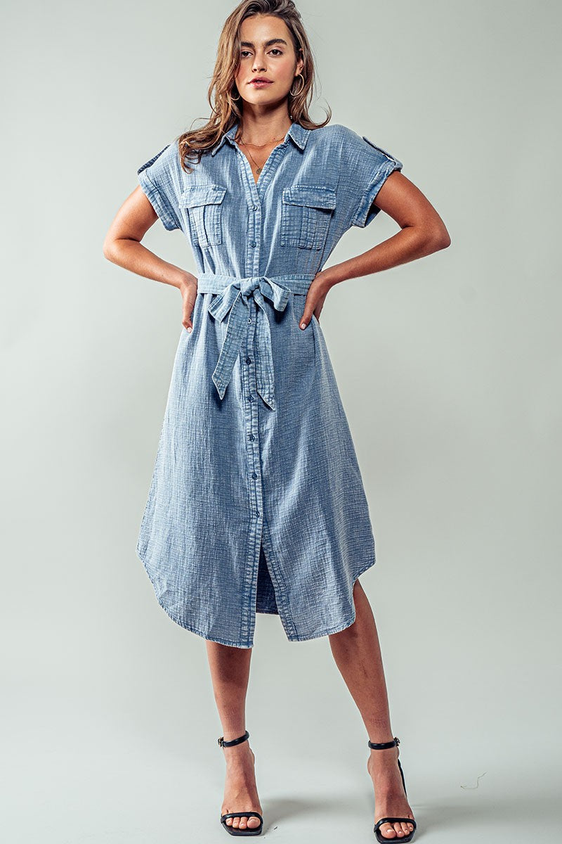 Cotton Midi Shirt Dress