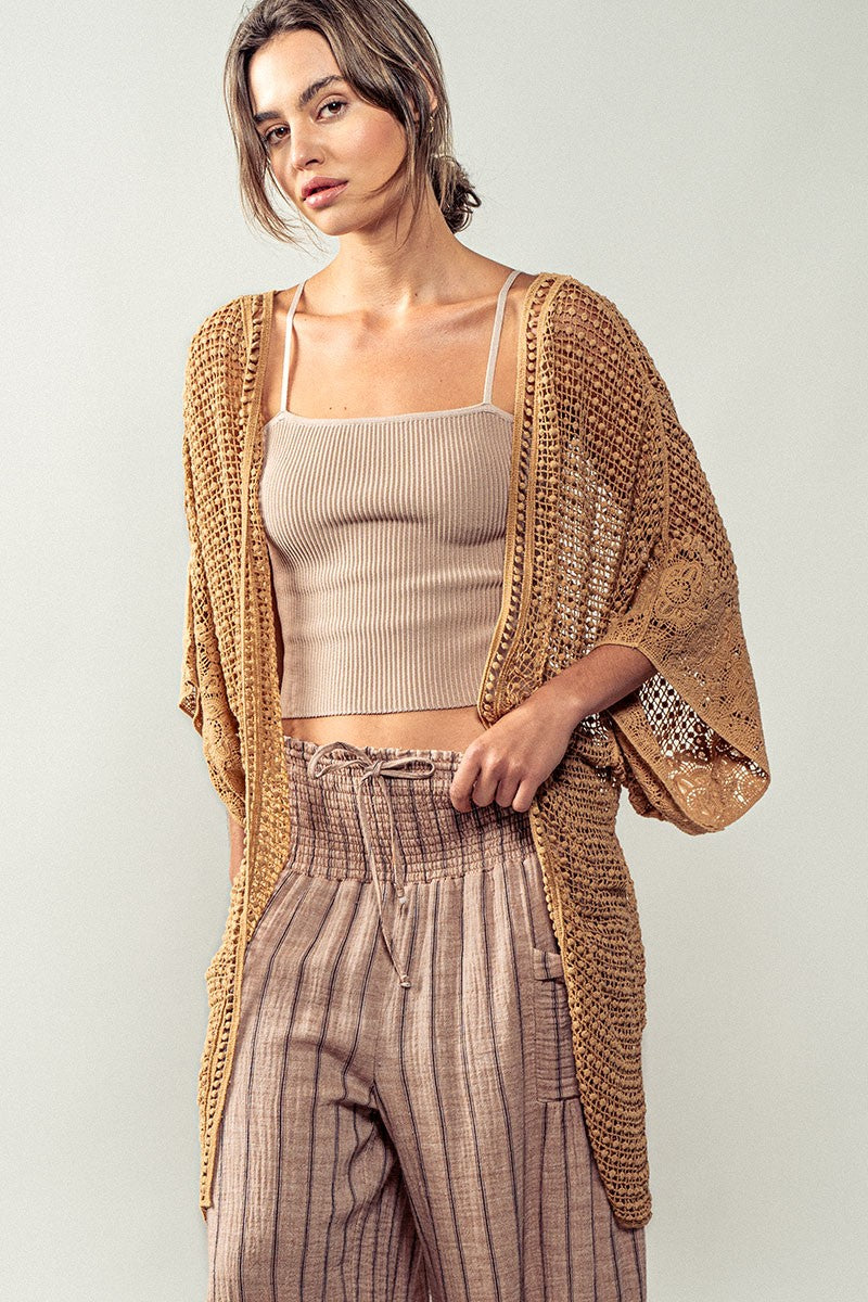 Crochet Cover-Up Cardigan - Nutmeg or Cream