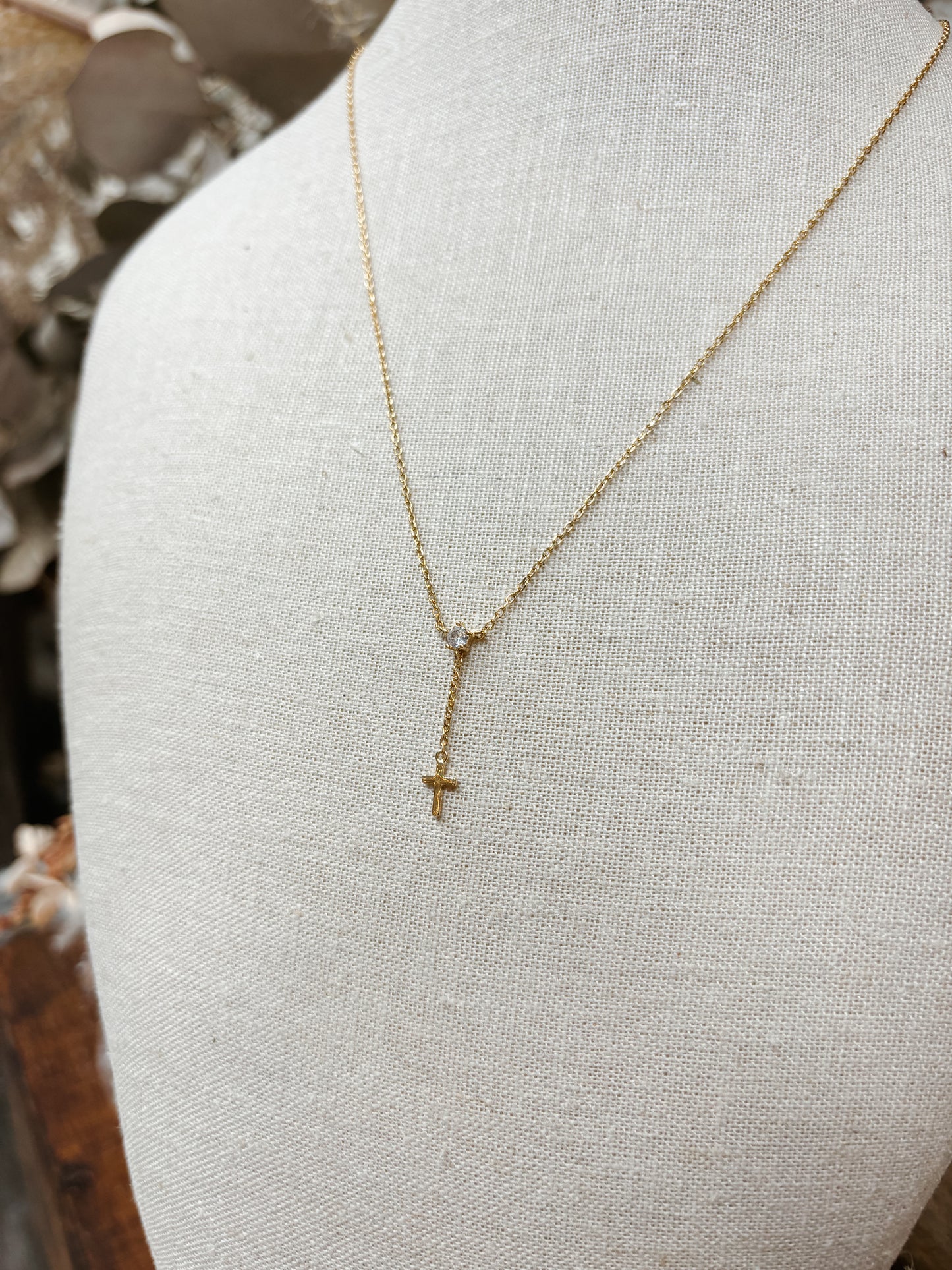 Dainty Cross Charm Y Necklace