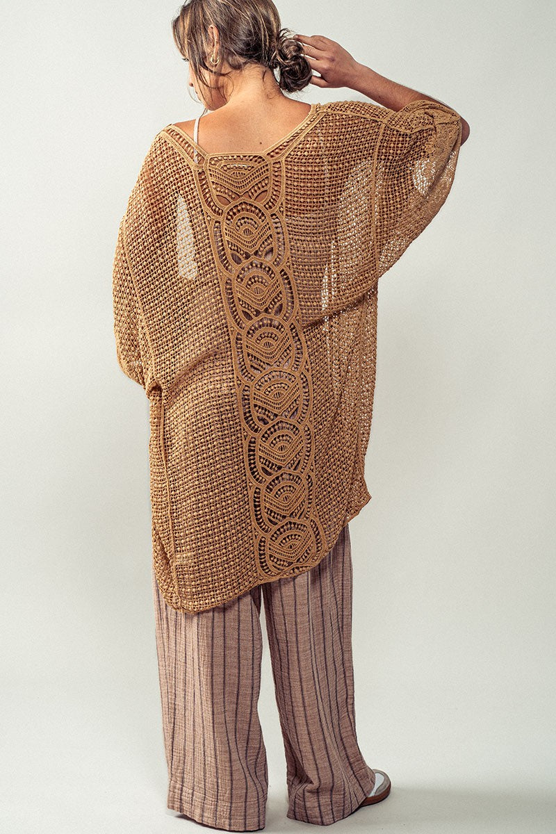 Crochet Cover-Up Cardigan - Nutmeg or Cream