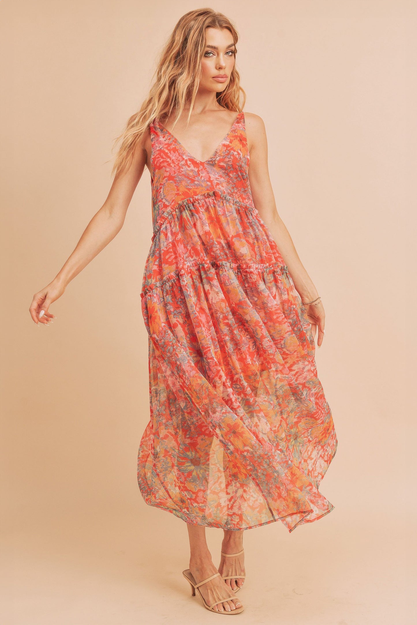 Violetta Floral Maxi Dress - Red