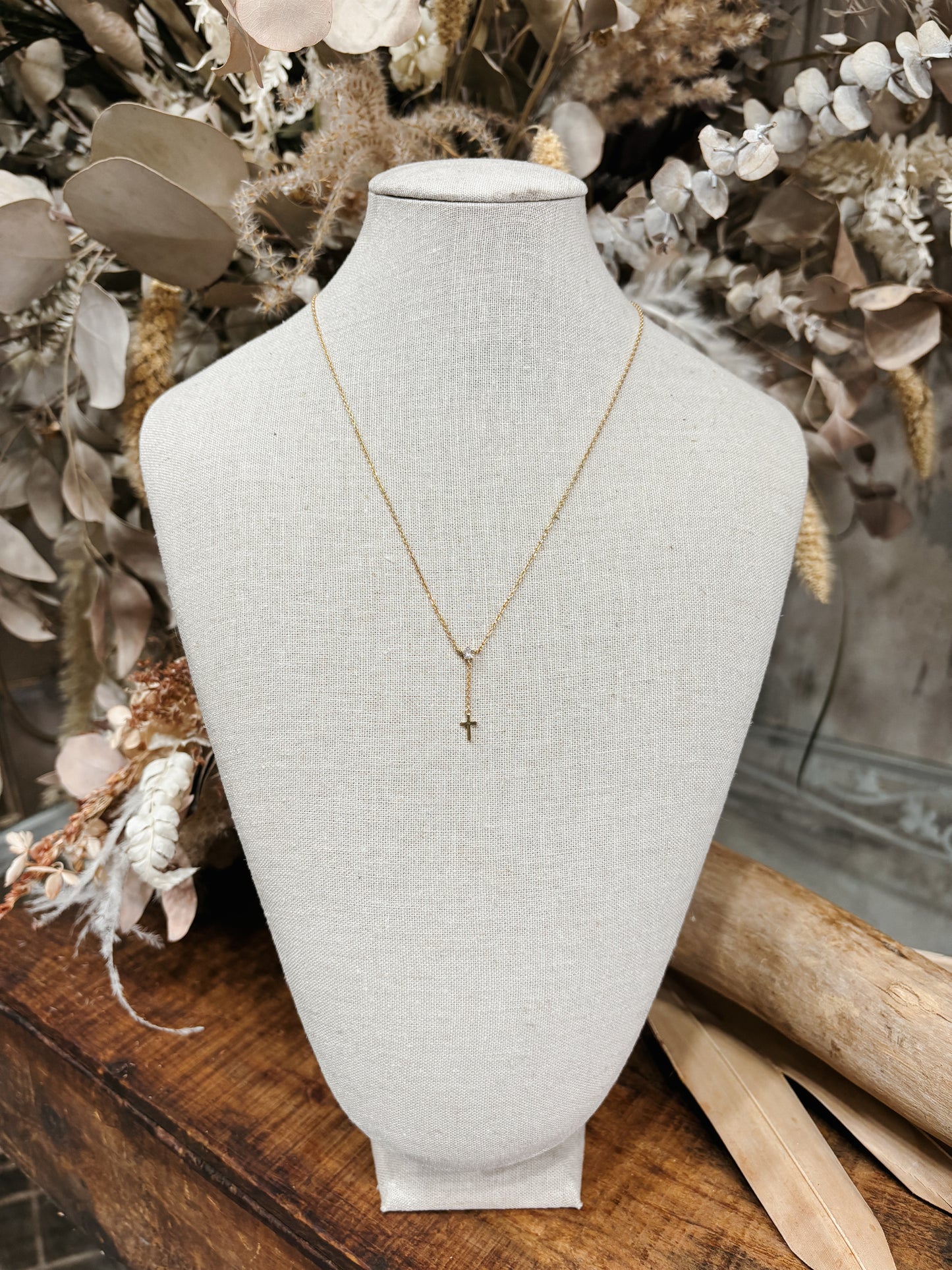 Dainty Cross Charm Y Necklace