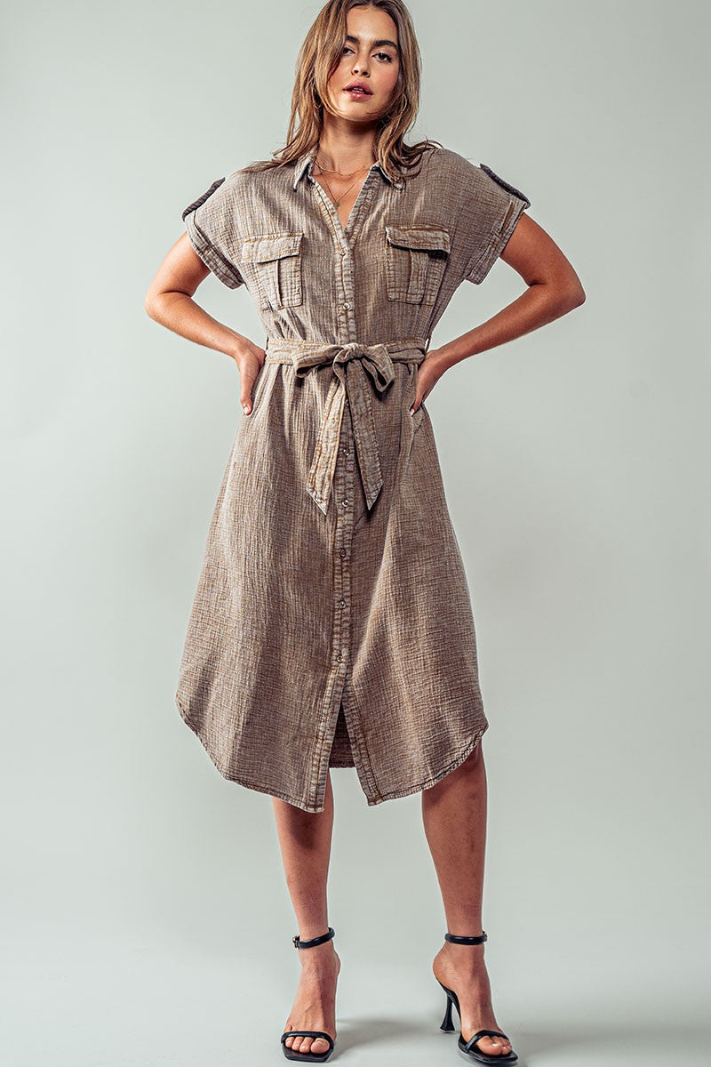 Cotton Midi Shirt Dress