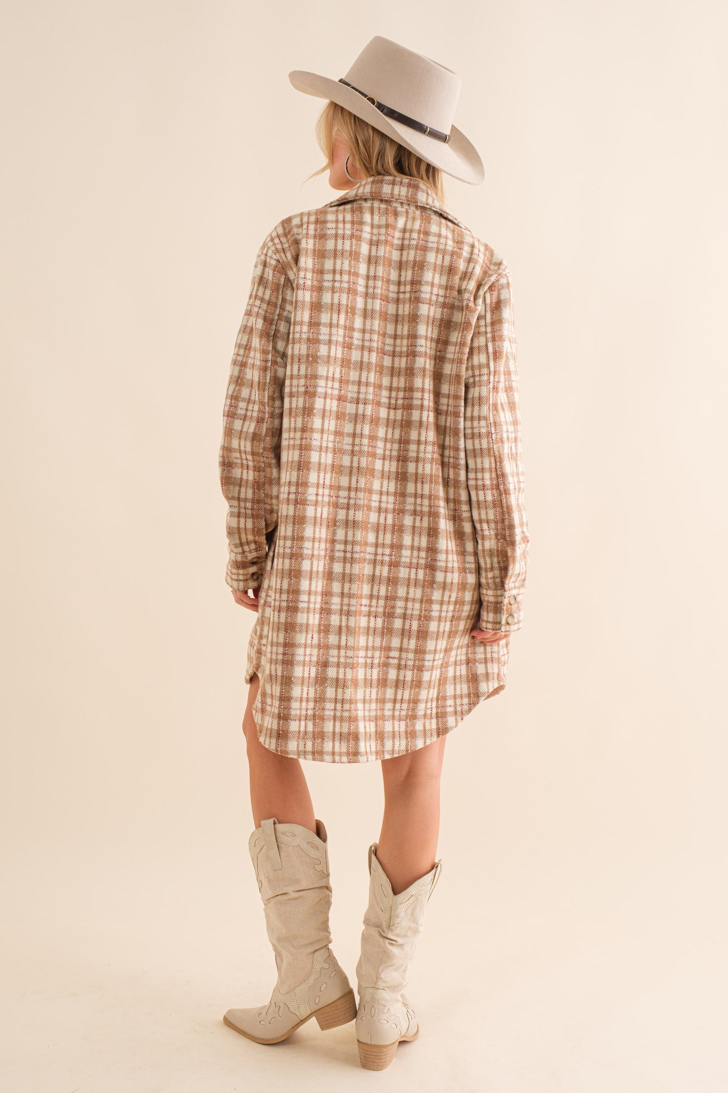 Yard Died Plaid Metallic Wood Blend Shirt Jacket