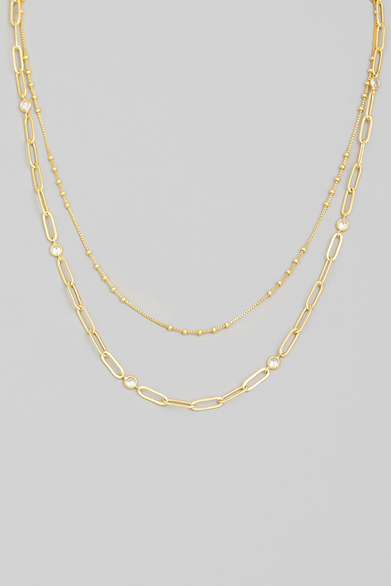 Stud Layered Chain Necklace