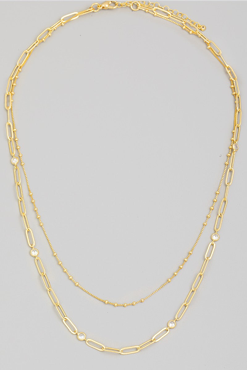 Stud Layered Chain Necklace