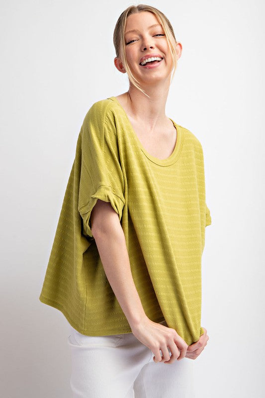 Textured Loose Fit Top - White or Avocado