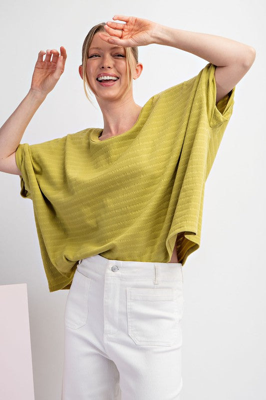 Textured Loose Fit Top - White or Avocado