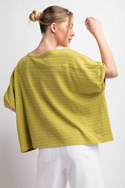 Textured Loose Fit Top - White or Avocado