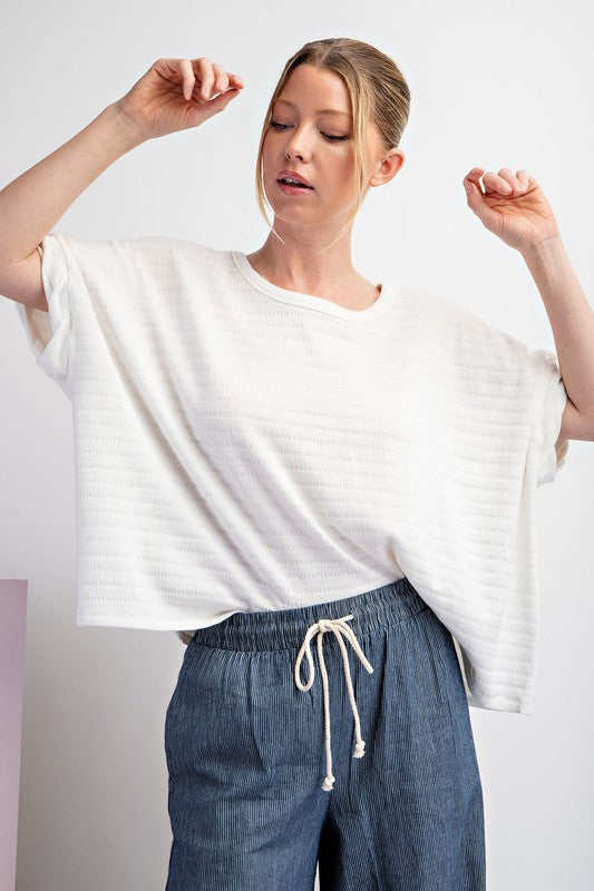 Textured Loose Fit Top - White or Avocado