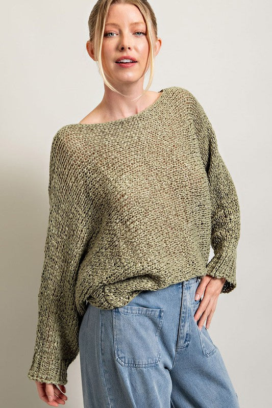 Loose Fit Knit Top - Sage or Mocha