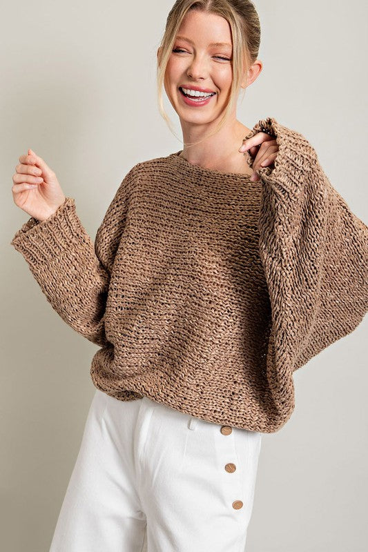 Loose Fit Knit Top - Sage or Mocha