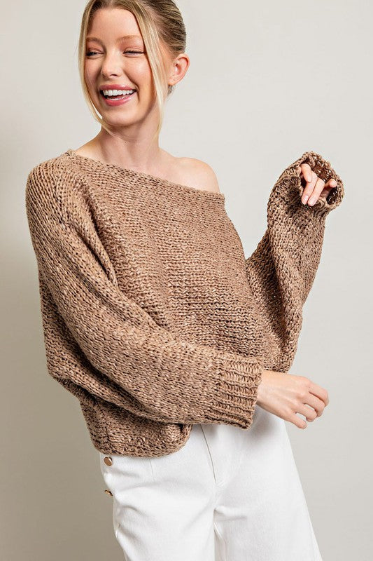 Loose Fit Knit Top - Sage or Mocha