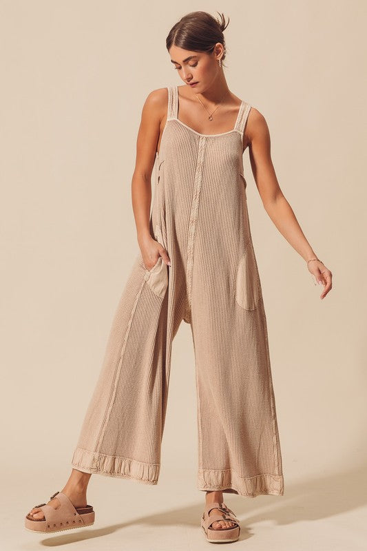 Mineral Washed Overalls - Beige or Turquoise