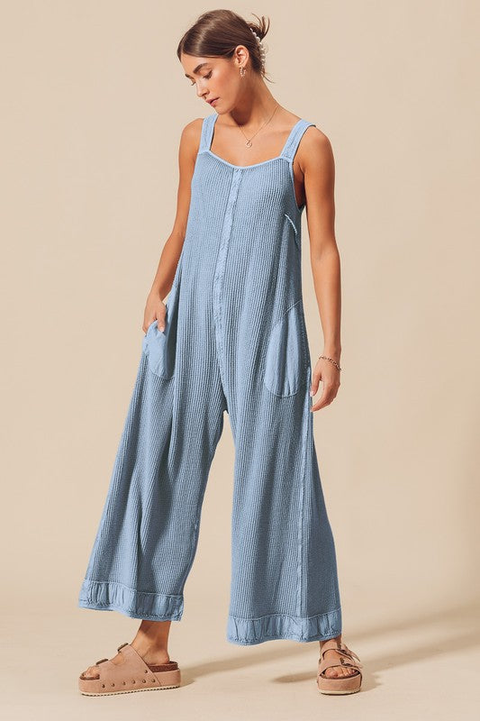 Mineral Washed Overalls - Beige or Turquoise