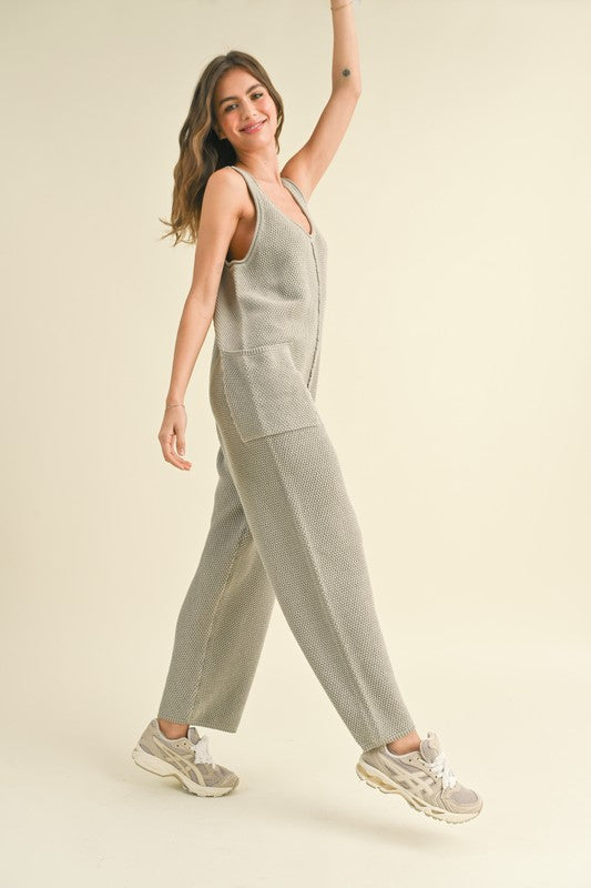 Knitted Jumpsuit - Gray or Black