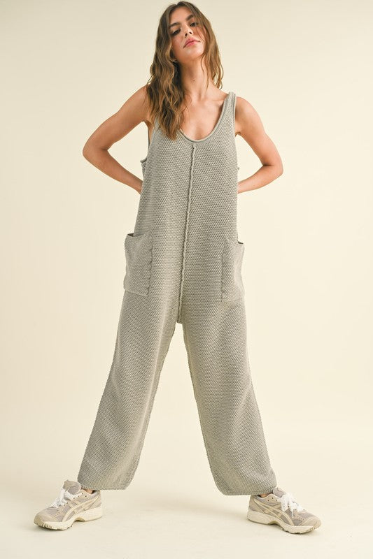 Knitted Jumpsuit - Gray or Black