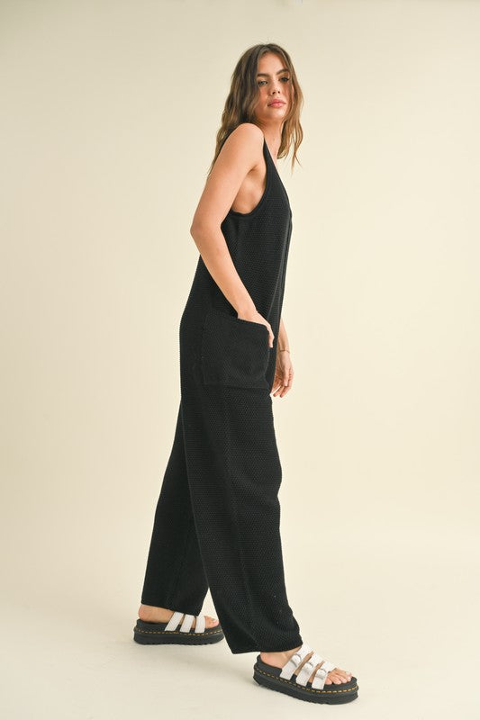 Knitted Jumpsuit - Gray or Black