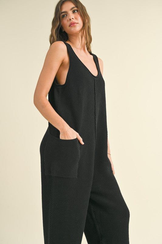 Knitted Jumpsuit - Gray or Black